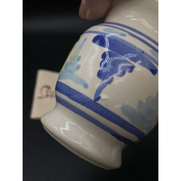 Jamestown Pottery Pot Signed Blue Grey Vase Candle Votive Holder - Picture 6 of 12